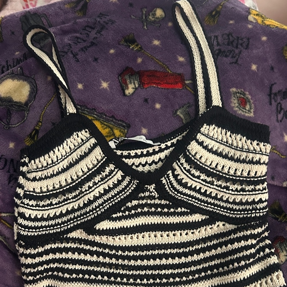 Zara Black and White Striped Mini Dress